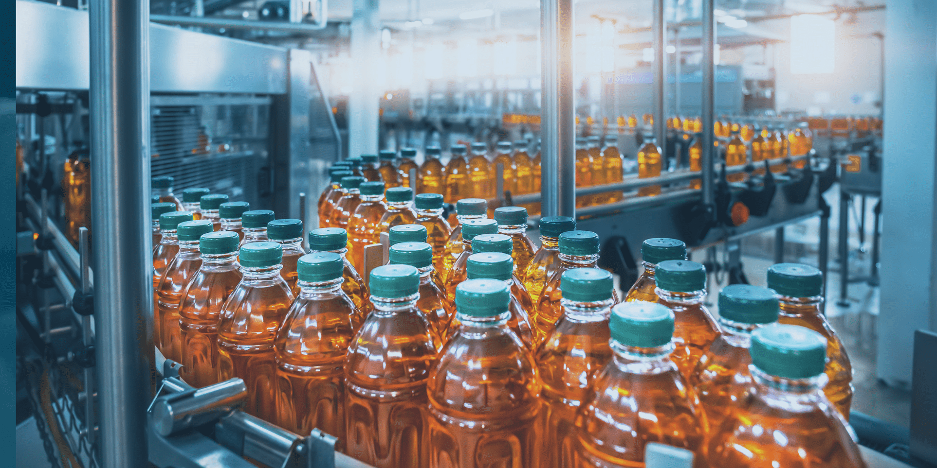Picture of bottles on assembly line